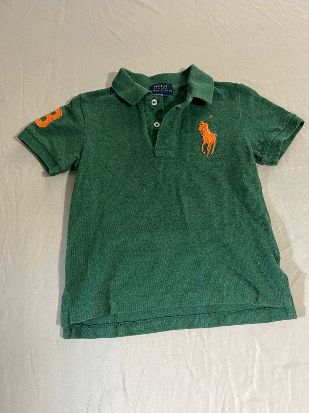 Polo by Ralph Lauren Green Short-Sleeve Polo with Orange Pony Boys Size 3/3T